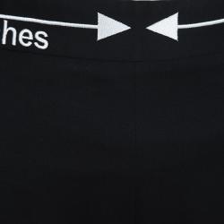 Pre Owned Moschino Couture Black Wool Embroidered Inches and Arrow Detail Pants L