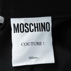 Pre Owned Moschino Couture Black Wool Embroidered Inches and Arrow Detail Pants L