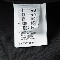 Pre Owned Moschino Couture Black Wool Embroidered Inches and Arrow Detail Pants L