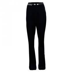 Pre Owned Moschino Couture Black Wool Embroidered Inches and Arrow Detail Pants S