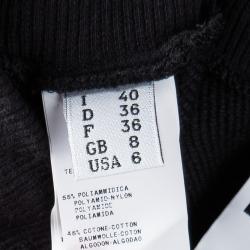 Pre Owned Moschino Couture Black Knit Crochet Trim Smiley Face Button Sweatpants S