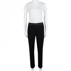 Pre Owned Moschino Couture Black Diamond Top Stitch Detail Trousers M