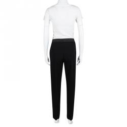 Pre Owned Moschino Couture Black Diamond Top Stitch Detail Trousers M