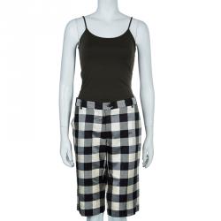Pre Owned Moschino Monochrome Checked Knee Length Shorts M