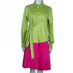 Pre Owned Moschino Colorblock Shirt Dress L