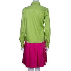 Pre Owned Moschino Colorblock Shirt Dress L