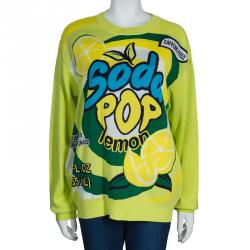 Pre Owned Moschino Couture Green Soda Pop Printed Sweater L