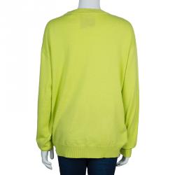 Pre Owned Moschino Couture Green Soda Pop Printed Sweater L