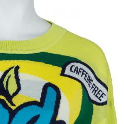 Pre Owned Moschino Couture Green Soda Pop Printed Sweater L