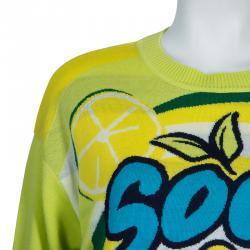 Pre Owned Moschino Couture Green Soda Pop Printed Sweater L