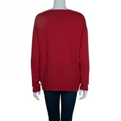 Pre Owned Moschino Drink Print Knit Sweater L