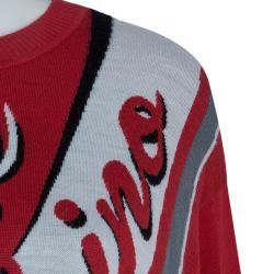 Pre Owned Moschino Drink Print Knit Sweater L