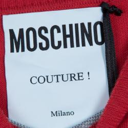 Pre Owned Moschino Drink Print Knit Sweater L