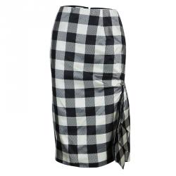 Pre Owned Moschino Black and White Checked Skirt L