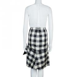Pre Owned Moschino Black and White Checked Skirt L