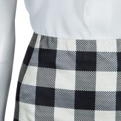 Pre Owned Moschino Black and White Checked Skirt L