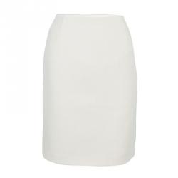 Pre Owned Moschino Couture Cream Crochet Wool Skirt M