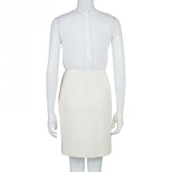 Pre Owned Moschino Couture Cream Crochet Wool Skirt M