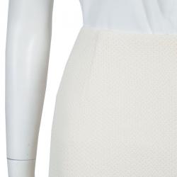 Pre Owned Moschino Couture Cream Crochet Wool Skirt M