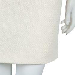 Pre Owned Moschino Couture Cream Crochet Wool Skirt M