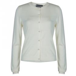 Pre Owned Moschino Boutique Cream Long Sleeve Buttondown Wool Cardigan M