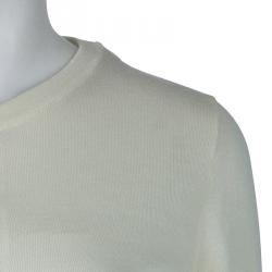 Pre Owned Moschino Boutique Cream Long Sleeve Buttondown Wool Cardigan M