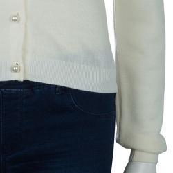 Pre Owned Moschino Boutique Cream Long Sleeve Buttondown Wool Cardigan M