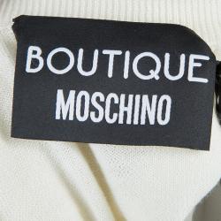 Pre Owned Moschino Boutique Cream Long Sleeve Buttondown Wool Cardigan M