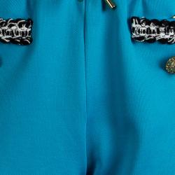 Moschino Blue Bouclé Trim Button Detail Trackpants S