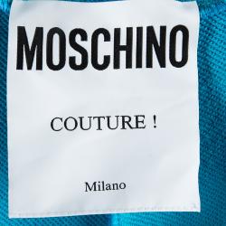 Moschino Blue Bouclé Trim Button Detail Trackpants S