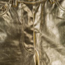 Pre Owned Moschino Couture Gold Foil Printed Denim Skinny Jeans S