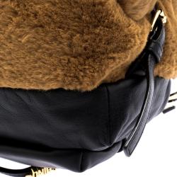 Pre Owned Moschino Black Leather Plush Teddy Bear Backpack