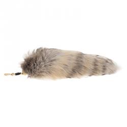 Pre Owned Moschino Light Grey Fox Fur Bag Charm