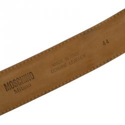 Pre Owned حزام موسكينو شعار جلد أحمر 110 سم