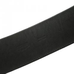 Pre Owned Moschino Olive Green Patent Leather Flower Waist Belt 105 CM