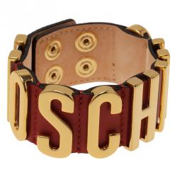 Moschino Logo Red Leather Bracelet