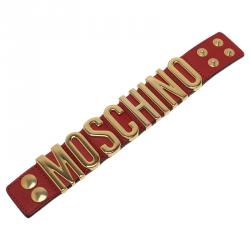 Moschino Logo Red Leather Bracelet