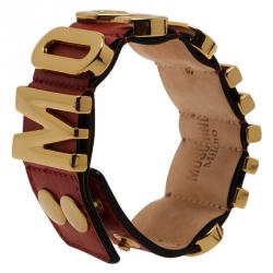 Moschino Logo Red Leather Bracelet