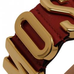 Moschino Logo Red Leather Bracelet