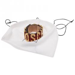 Moschino Logo Red Leather Bracelet
