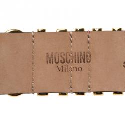 Pre Owned Moschino Logo Red Leather Bracelet