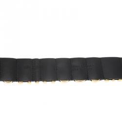 Pre Owned Moschino Logo Black Leather Bracelet