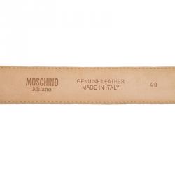 Pre Owned Moschino Red Leather Capsule Collection Mc Donal's Belt 90CM