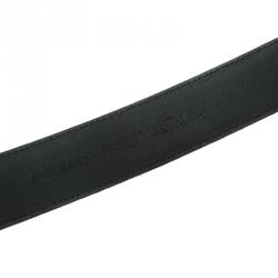 Pre Owned Moschino Black Leather Logo Belt 90 CM