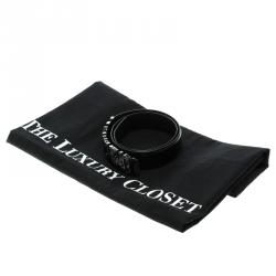 Pre Owned Moschino Black Leather Logo Belt 90 CM