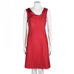 Pre Owned Moschino Red Sleeveless Cocktail Dress and Bolero Set M