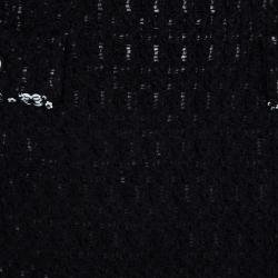 Pre Owned Moschino Black Textured Embellished Pocket Detail Boucle Skirt S