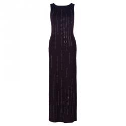 Moschino Brown Jeweled Maxi Dress M