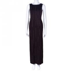 Moschino Brown Jeweled Maxi Dress M