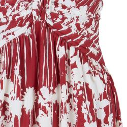 Pre Owned Moschino Red & White Print Knee Length Dress M